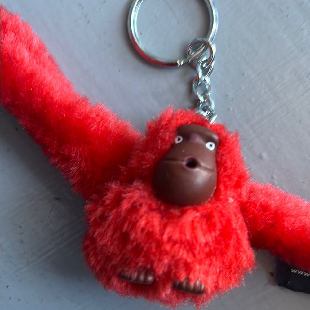 Kipling Plush Red Monkey Keychain